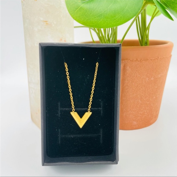 Dainty Gold Triangle Necklace - Picture 2 of 8